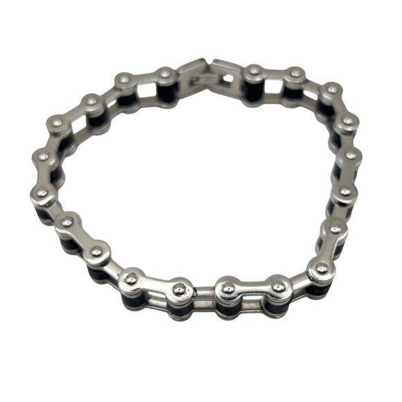 Colibri Stainless Steel Bracelet Black Silver Tone Biker Chain Link Mens 7.75 - Picture 3 of 7